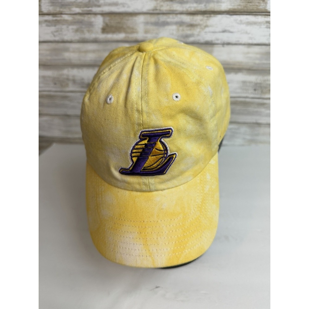 LA Lakers NBA Basketball Team Embossed Embroidered Logo Yellow Tie-Dye Dad Hat